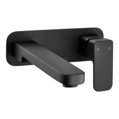 Sigma Wall Basin/Bath Mixer Set 220mm Spout Black 4Star | Made From Brass In Chrome Finish/Black By Raymor