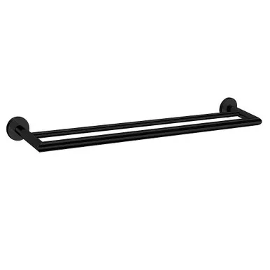 Boston II Double Towel Rail 850mm | Made From Brass In Black By Raymor