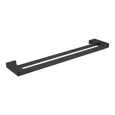Edge II Double Towel Rail 635mm | Made From Brass In Black By Raymor
