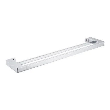 Edge II Double Towel Rail 635mm | Made From Brass In Chrome Finish By Raymor