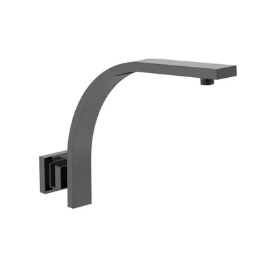 Rectangle Wall Curved Shower Arm | Made From Brass In Black By Raymor