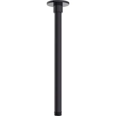 Shower Arm Ceiling Mount Straight Round Rail 300mm | Made From Brass In Black By Raymor