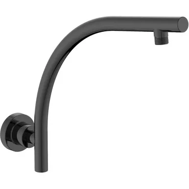 Shower Arm Wall Mount Curved Round Rail | Made From Brass In Black By Raymor