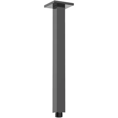 Shower Arm Ceiling Mount Straight Square Rail 300mm | Made From Brass In Black By Raymor