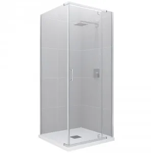 Trinidad Shower Screen (Only) Square 840mm X 840mm Chrome | Made From Glass In Chrome Finish By Raymor