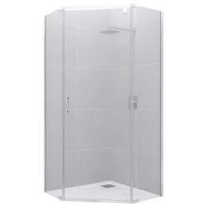 Trinidad Shower Screen (Only) Angled 957mm X 957mm Chrome | Made From Acrylic/Glass In Chrome Finish By Raymor
