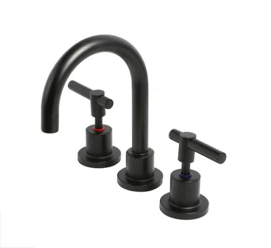Raven Basin Set Lever Handle | Made From Brass In Black By Raymor