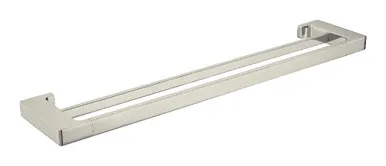 Edge II Double Towel Rail 635mm | Made From Brass In Brushed Nickel By Raymor