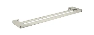 Edge II Double Towel Rail 785mm | Made From Brass In Brushed Nickel By Raymor