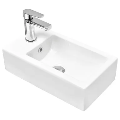 Projix Lh Wall Hung Basin | Made From Vitreous China In White By Raymor