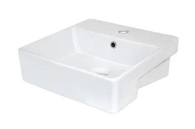 Edge II Semi Recessed Basin With Overflow 400mm X 400mm 1 Tap Hole | Made From Vitreous China In White By Raymor