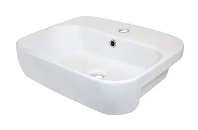 Sigma Semi Recessed Basin With Overflow 1 Tap Hole 450mm X 350mm | Made From Vitreous China In White By Raymor