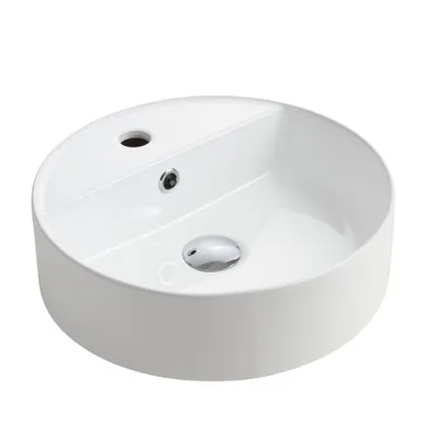 Ambition Counter Top Basin Round 400mm 1 Tap Hole | Made From Vitreous China In White By Raymor