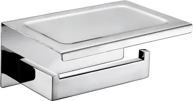 Edge II Toilet Roll Holder With Shelf Finish | Made From Stainless Steel In Chrome Finish By Raymor