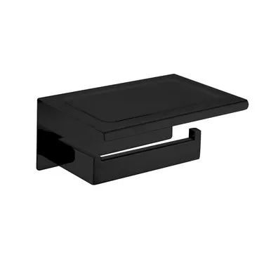 Edge II Toilet Roll Holder With Shelf Finish | Made From Stainless Steel In Black By Raymor