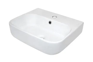 Sigma Wall Hung Basin With Overflow 450mm X 380mm 1Th In White By Raymor