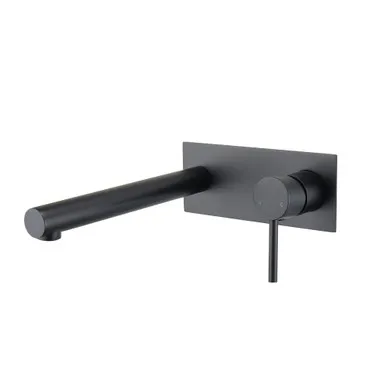 Projix Mk2 Wall Pin Lever Basin/Bath Mixer 220mm Spout 4Star | Made From Zinc/Alloy/Brass In Black By Raymor