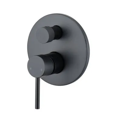 Projix Mk2 Wall Mixer With Diverter Round Plate Pin Lever | Made From Zinc/Alloy/Brass In Black By Raymor