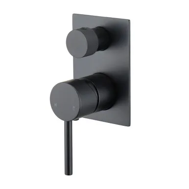 Projix Mk2 Wall Mixer With Diverter Square Plate Pin Lever | Made From Zinc/Alloy/Brass In Black By Raymor