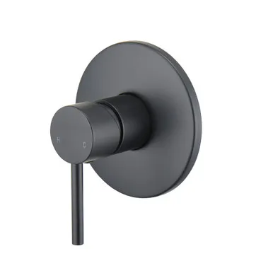 Projix Mk2 Bath/Shower Mixer Round Plate Pin Lever | Made From Zinc/Alloy/Brass In Black By Raymor