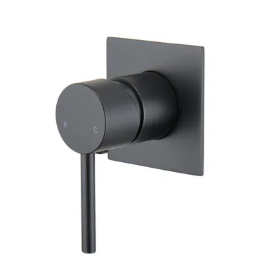 Projix Mk2 Bath/Shower Mixer Square Plate Pin Lever | Made From Zinc/Alloy/Brass In Black By Raymor