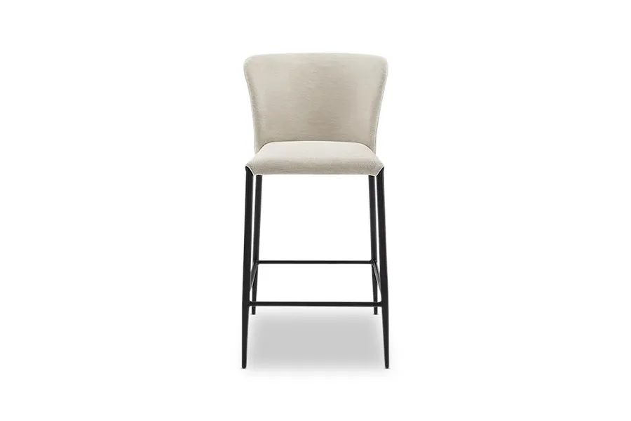 Selene Modern Bar Stool, Beige Upholstery, by Lounge Lovers