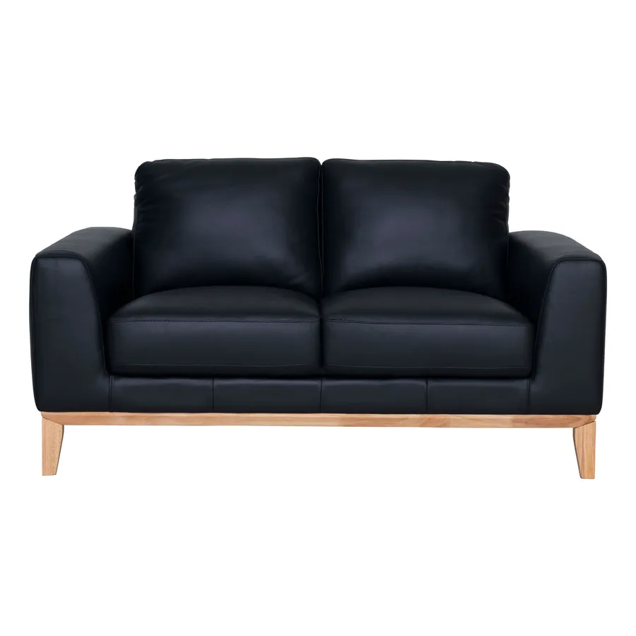 Dante 2 Seater Sofa in Leather Black