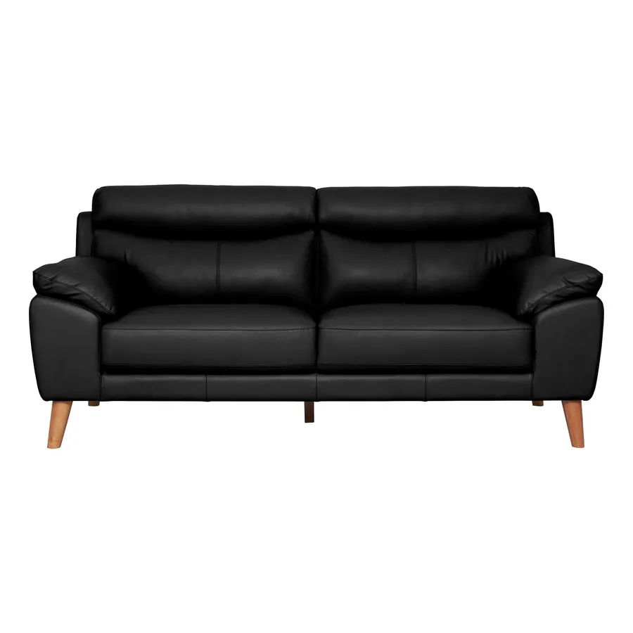 Bronco 3 Seater Sofa in Leather Black