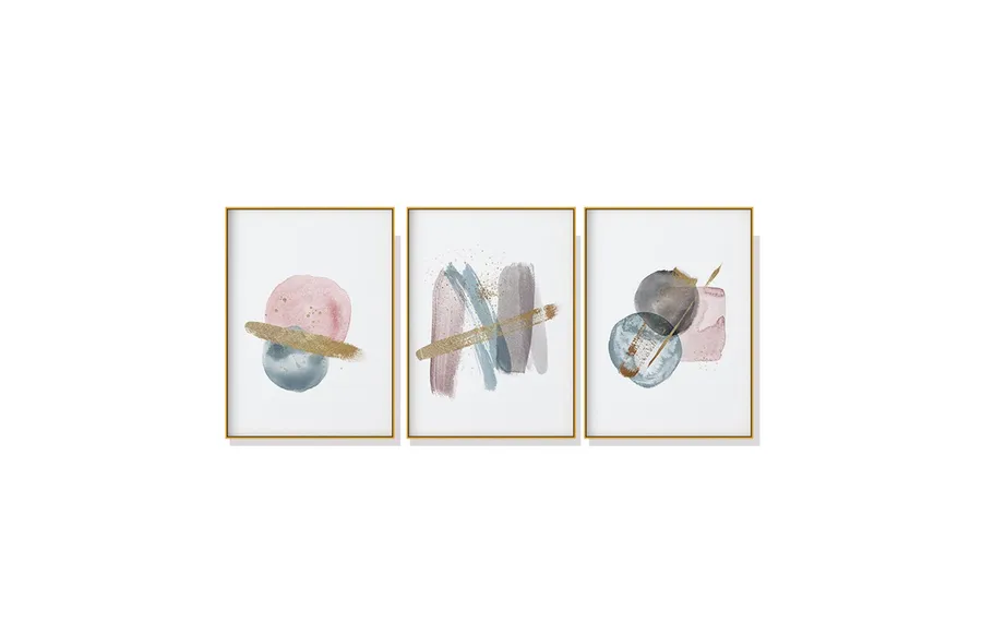 Set of 3 Minimalist Abstract Watercolour Wall Art Canvas 3 sizes available 60cm x 40cm