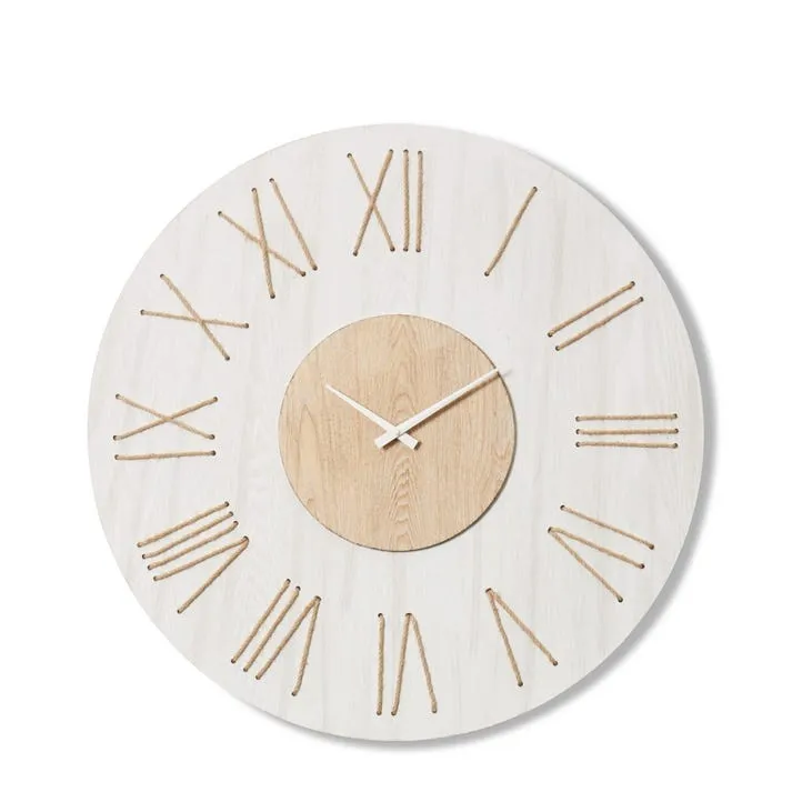 Camden Wall Clock White & Natural - 68cm x 5cm