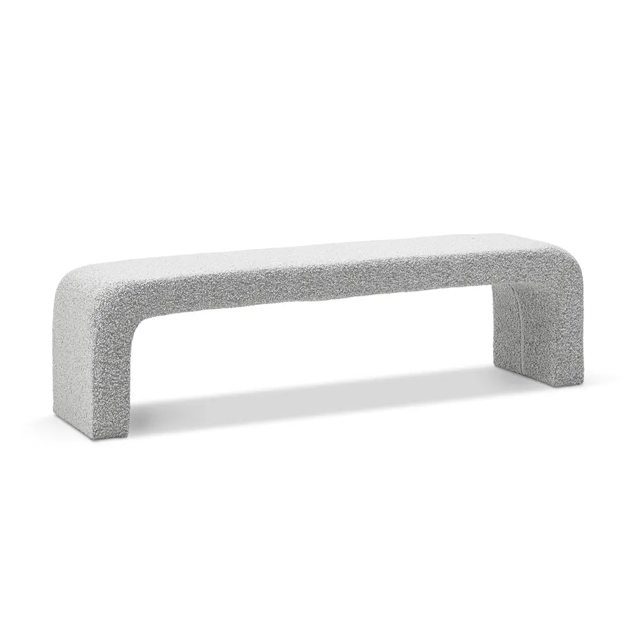 Harper Arch 160cm Bench Seat, Grey Speckle Bouclé 