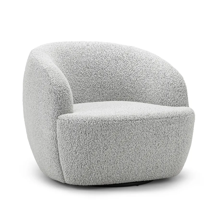 Cuddle Swivel Armchair, Grey Speckle Bouclé
