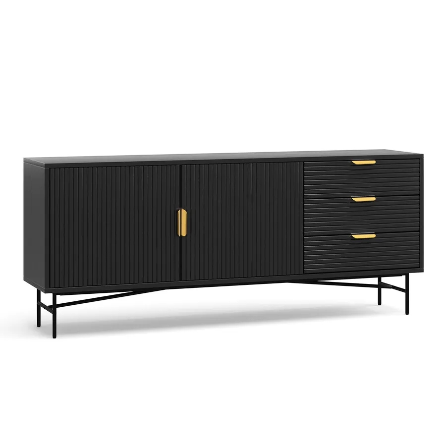 Kina Ripple Sideboard Buffet, Black Oak