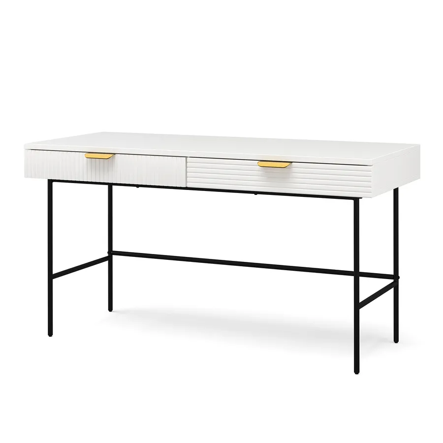 Kina 140cm Ripple Desk, White & Black