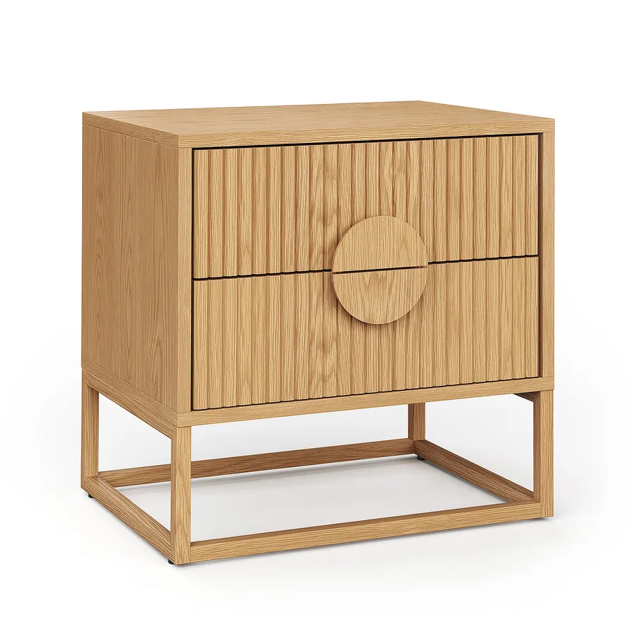 Braxton Ripple Bedside Table, Natural Oak