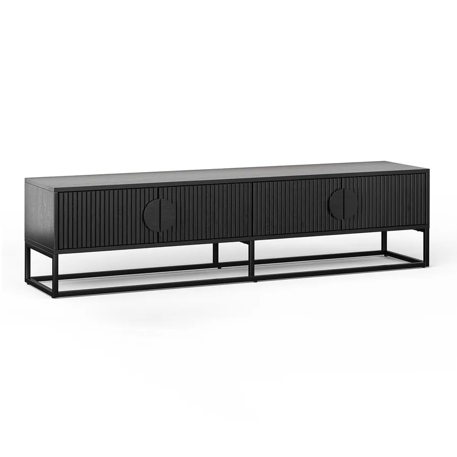 Braxton 180cm Ripple TV Entertainment Unit, Black Oak