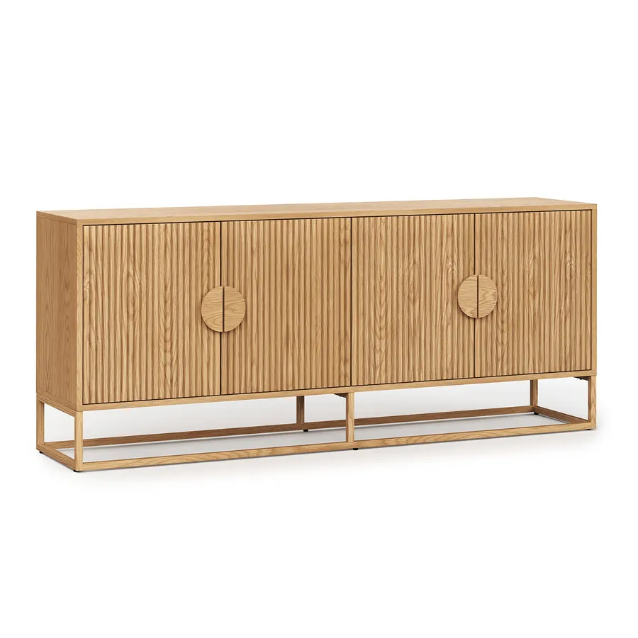 Braxton Ripple Sideboard Buffet, Natural Oak