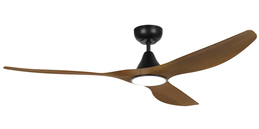 Eglo Surf 60" ABS DC Ceiling Fan with 20W CCT LED Light Black & Teak