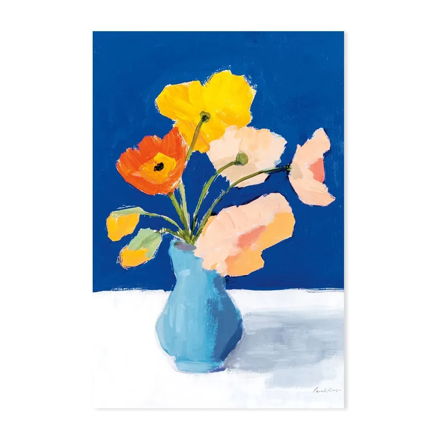 Poppies on Blue