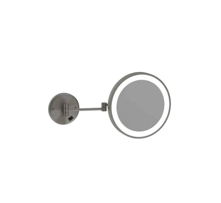 3x Magnification Light Mirror Round Brushed Nickel 25cm