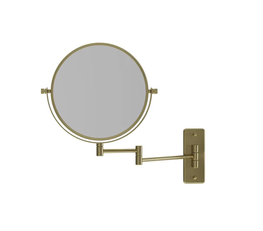 Shaving/Make Up Mirror 5x Magnification Brushed Brass 20cm