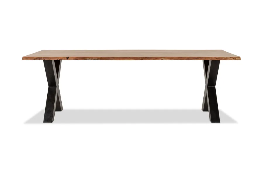 Dakota Cross 240cm Dining Table, Solid Acacia Wood, Natural, by Lounge Lovers