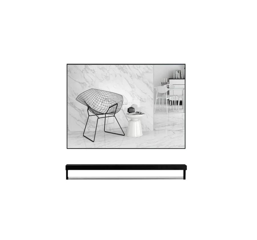 Black Bathroom Wall Mirror with Vanity Holder 40cm x 50cm
