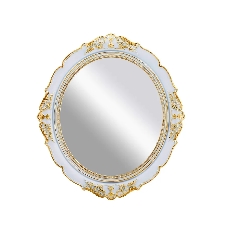 Vintage Antique White Wall Mirror 38cm x 33cm