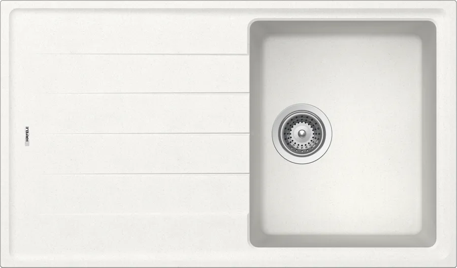 Quartz Single Bowl Sink with Drainer - White