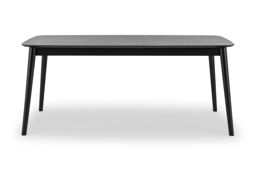 Otis 180cm Dining Table, Real Veneer Table Top, Solid Timber Legs, Black, by Lounge Lovers