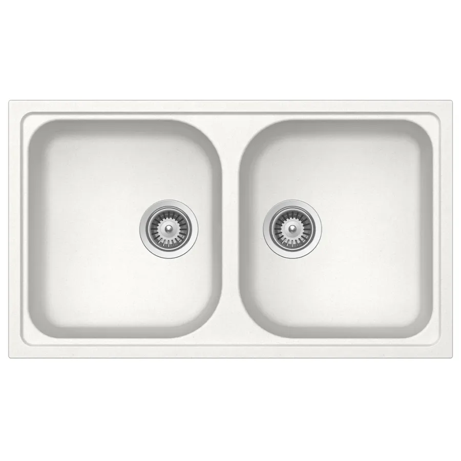 Quartz Double Bowl Sink - White