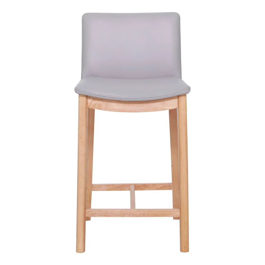 Everest Bar Chair in Leather Pewter / Clear