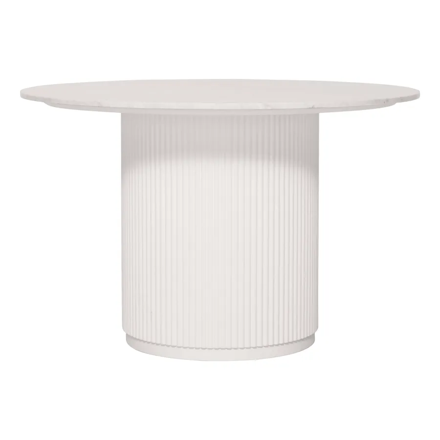Fonda Round Dining 120cm in White / Carrara Marble