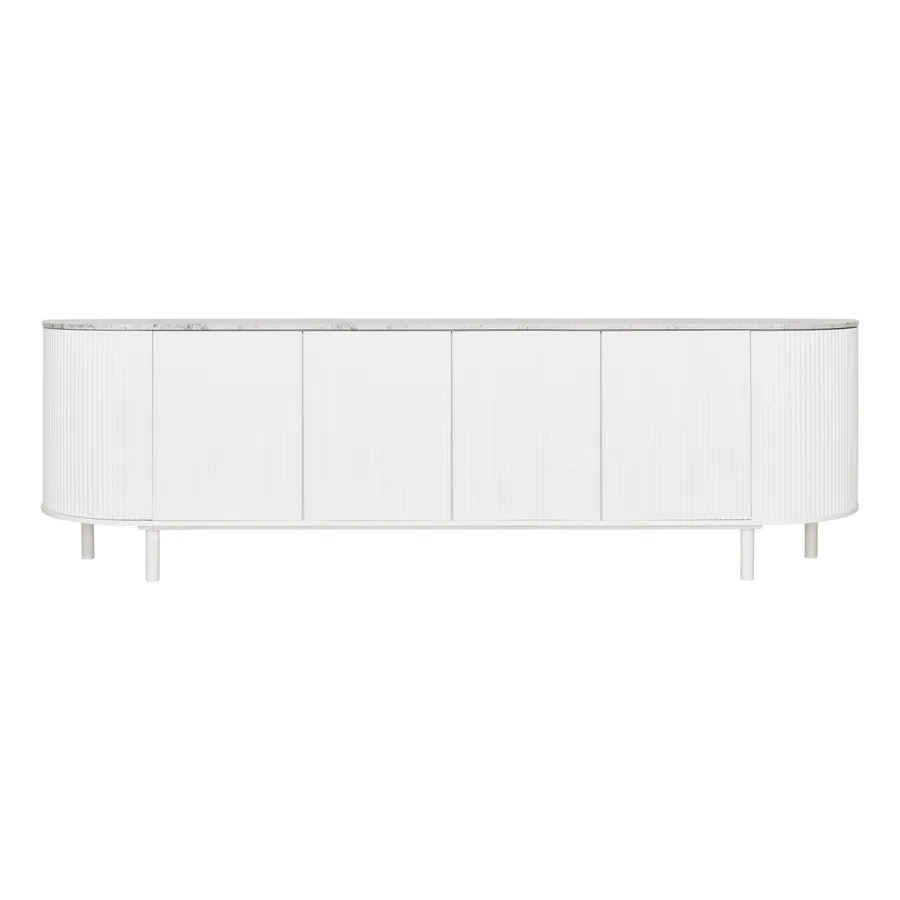 Fonda Entertainment Unit 180cm in White / Carrara Marble